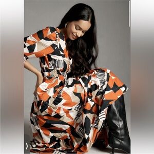 Anthropologie The Somerset Maxi Dress Long Sleeve Edition Petite Medium